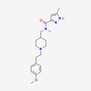 molecular formula C21H30N4O2 B3787665 N-({1-[2-(4-methoxyphenyl)ethyl]-4-piperidinyl}methyl)-N,5-dimethyl-1H-pyrazole-3-carboxamide 