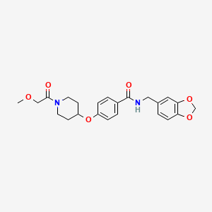 molecular formula C23H26N2O6 B3787924 N-(1,3-benzodioxol-5-ylmethyl)-4-{[1-(methoxyacetyl)-4-piperidinyl]oxy}benzamide 