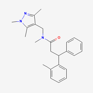 molecular formula C24H29N3O B3787925 N-methyl-3-(2-methylphenyl)-3-phenyl-N-[(1,3,5-trimethyl-1H-pyrazol-4-yl)methyl]propanamide 