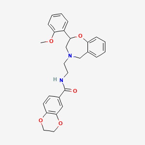 molecular formula C27H28N2O5 B3788063 N-{2-[2-(2-methoxyphenyl)-2,3-dihydro-1,4-benzoxazepin-4(5H)-yl]ethyl}-2,3-dihydro-1,4-benzodioxine-6-carboxamide 