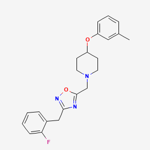 molecular formula C22H24FN3O2 B3788216 1-{[3-(2-fluorobenzyl)-1,2,4-oxadiazol-5-yl]methyl}-4-(3-methylphenoxy)piperidine 
