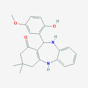 molecular formula C22H24N2O3 B378828 11-(2-hydroxy-5-methoxyphenyl)-3,3-dimethyl-2,3,4,5,10,11-hexahydro-1H-dibenzo[b,e][1,4]diazepin-1-one CAS No. 327102-32-9
