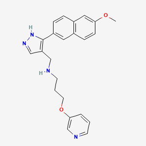 molecular formula C23H24N4O2 B3788311 N-{[3-(6-methoxy-2-naphthyl)-1H-pyrazol-4-yl]methyl}-3-(3-pyridinyloxy)-1-propanamine 