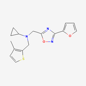molecular formula C16H17N3O2S B3788359 N-{[3-(2-furyl)-1,2,4-oxadiazol-5-yl]methyl}-N-[(3-methyl-2-thienyl)methyl]cyclopropanamine 