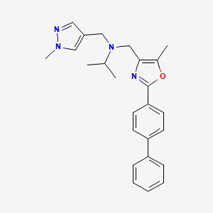 molecular formula C25H28N4O B3788364 N-{[2-(4-biphenylyl)-5-methyl-1,3-oxazol-4-yl]methyl}-N-[(1-methyl-1H-pyrazol-4-yl)methyl]-2-propanamine 