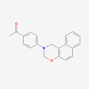 molecular formula C20H17NO2 B378853 1-[4-(1H-naphtho[1,2-e][1,3]oxazin-2(3H)-yl)phenyl]ethanone 