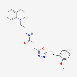 molecular formula C26H32N4O3 B3789183 N-[3-(3,4-dihydro-2H-quinolin-1-yl)propyl]-3-[5-[2-(2-methoxyphenyl)ethyl]-1,3,4-oxadiazol-2-yl]propanamide 