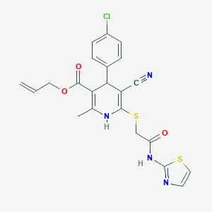B378944 Prop-2-enyl 4-(4-chlorophenyl)-5-cyano-2-methyl-6-[2-oxo-2-(1,3-thiazol-2-ylamino)ethyl]sulfanyl-1,4-dihydropyridine-3-carboxylate CAS No. 442556-53-8