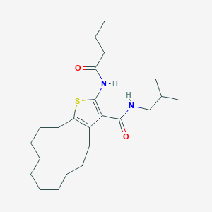 molecular formula C24H40N2O2S B378950 N-isobutyl-2-[(3-methylbutanoyl)amino]-4,5,6,7,8,9,10,11,12,13-decahydrocyclododeca[b]thiophene-3-carboxamide 
