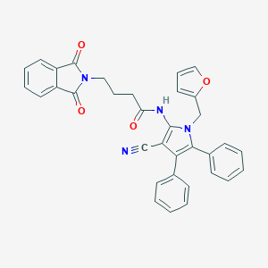 molecular formula C34H26N4O4 B378954 N~1~-[3-CYANO-1-(2-FURYLMETHYL)-4,5-DIPHENYL-1H-PYRROL-2-YL]-4-(1,3-DIOXO-1,3-DIHYDRO-2H-ISOINDOL-2-YL)BUTANAMIDE 
