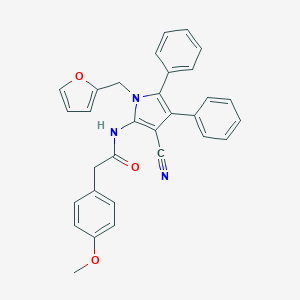 molecular formula C31H25N3O3 B378956 N~1~-[3-CYANO-1-(2-FURYLMETHYL)-4,5-DIPHENYL-1H-PYRROL-2-YL]-2-(4-METHOXYPHENYL)ACETAMIDE 