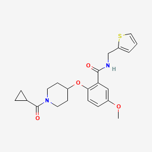 molecular formula C22H26N2O4S B3789884 2-{[1-(cyclopropylcarbonyl)-4-piperidinyl]oxy}-5-methoxy-N-(2-thienylmethyl)benzamide 