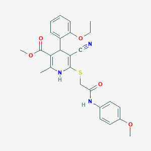 molecular formula C26H27N3O5S B378991 Methyl 5-cyano-4-(2-ethoxyphenyl)-6-[2-(4-methoxyanilino)-2-oxoethyl]sulfanyl-2-methyl-1,4-dihydropyridine-3-carboxylate CAS No. 442557-61-1