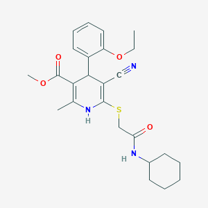 molecular formula C25H31N3O4S B378997 Methyl 5-cyano-6-{[2-(cyclohexylamino)-2-oxoethyl]sulfanyl}-4-(2-ethoxyphenyl)-2-methyl-1,4-dihydro-3-pyridinecarboxylate 