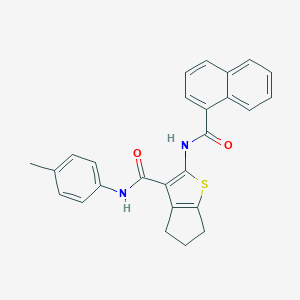 molecular formula C26H22N2O2S B379001 N-(4-methylphenyl)-2-(1-naphthoylamino)-5,6-dihydro-4H-cyclopenta[b]thiophene-3-carboxamide 