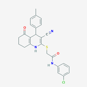 molecular formula C25H22ClN3O2S B379002 N-(3-chlorophenyl)-2-{[3-cyano-4-(4-methylphenyl)-5-oxo-1,4,5,6,7,8-hexahydro-2-quinolinyl]sulfanyl}acetamide 