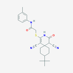 molecular formula C25H30N4O2S B379024 2-[(9-tert-butyl-1,5-dicyano-4-oxo-3-azaspiro[5.5]undec-1-en-2-yl)sulfanyl]-N-(3-methylphenyl)acetamide CAS No. 957265-80-4