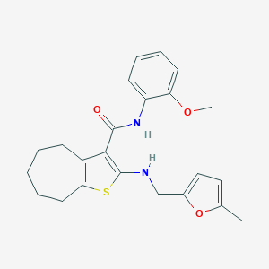 molecular formula C23H26N2O3S B379067 N-(2-METHOXYPHENYL)-2-{[(5-METHYLFURAN-2-YL)METHYL]AMINO}-4H,5H,6H,7H,8H-CYCLOHEPTA[B]THIOPHENE-3-CARBOXAMIDE 