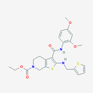 molecular formula C24H27N3O5S2 B379075 ethyl 3-[(2,4-dimethoxyanilino)carbonyl]-2-[(2-thienylmethyl)amino]-4,7-dihydrothieno[2,3-c]pyridine-6(5H)-carboxylate 