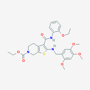 molecular formula C29H35N3O7S B379084 ethyl 3-[(2-ethoxyanilino)carbonyl]-2-[(2,4,5-trimethoxybenzyl)amino]-4,7-dihydrothieno[2,3-c]pyridine-6(5H)-carboxylate 