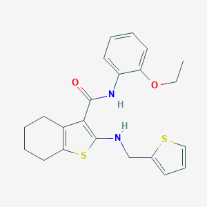 molecular formula C22H24N2O2S2 B379090 N-(2-ETHOXYPHENYL)-2-{[(THIOPHEN-2-YL)METHYL]AMINO}-4,5,6,7-TETRAHYDRO-1-BENZOTHIOPHENE-3-CARBOXAMIDE 