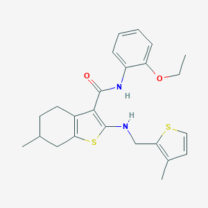 molecular formula C24H28N2O2S2 B379092 N-(2-ETHOXYPHENYL)-6-METHYL-2-{[(3-METHYLTHIOPHEN-2-YL)METHYL]AMINO}-4,5,6,7-TETRAHYDRO-1-BENZOTHIOPHENE-3-CARBOXAMIDE 