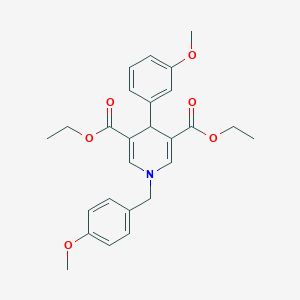 molecular formula C26H29NO6 B379117 3,5-DIETHYL 4-(3-METHOXYPHENYL)-1-[(4-METHOXYPHENYL)METHYL]-1,4-DIHYDROPYRIDINE-3,5-DICARBOXYLATE 