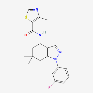 molecular formula C20H21FN4OS B3791304 N-[1-(3-fluorophenyl)-6,6-dimethyl-4,5,6,7-tetrahydro-1H-indazol-4-yl]-4-methyl-1,3-thiazole-5-carboxamide 