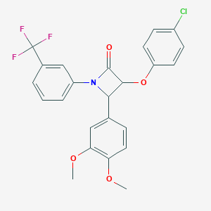 molecular formula C24H19ClF3NO4 B379172 3-(4-Chlorophenoxy)-4-(3,4-dimethoxyphenyl)-1-[3-(trifluoromethyl)phenyl]azetidin-2-one 
