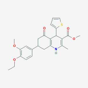 molecular formula C25H27NO5S B379190 Methyl 7-(4-ethoxy-3-methoxyphenyl)-2-methyl-5-oxo-4-(thiophen-2-yl)-1,4,5,6,7,8-hexahydroquinoline-3-carboxylate 