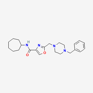 molecular formula C23H32N4O2 B3792049 2-[(4-benzyl-1-piperazinyl)methyl]-N-cycloheptyl-1,3-oxazole-4-carboxamide 