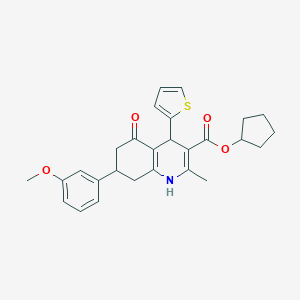 molecular formula C27H29NO4S B379233 Cyclopentyl 7-(3-methoxyphenyl)-2-methyl-5-oxo-4-(thiophen-2-yl)-1,4,5,6,7,8-hexahydroquinoline-3-carboxylate 