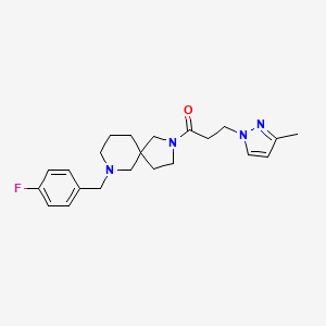 molecular formula C22H29FN4O B3792506 7-(4-fluorobenzyl)-2-[3-(3-methyl-1H-pyrazol-1-yl)propanoyl]-2,7-diazaspiro[4.5]decane 
