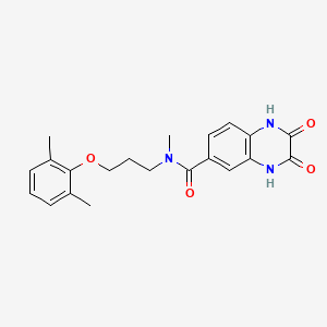 molecular formula C21H23N3O4 B3792703 N-[3-(2,6-dimethylphenoxy)propyl]-N-methyl-2,3-dioxo-1,2,3,4-tetrahydroquinoxaline-6-carboxamide 