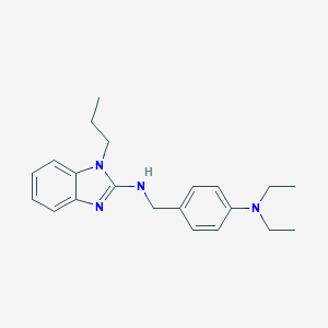 molecular formula C21H28N4 B379302 N-{[4-(DIETHYLAMINO)PHENYL]METHYL}-1-PROPYL-1H-1,3-BENZODIAZOL-2-AMINE 