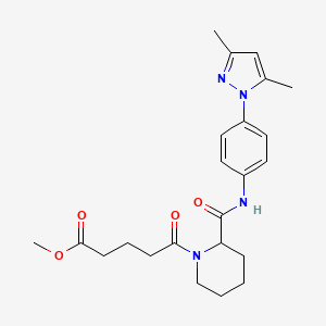 molecular formula C23H30N4O4 B3793076 methyl 5-[2-({[4-(3,5-dimethyl-1H-pyrazol-1-yl)phenyl]amino}carbonyl)-1-piperidinyl]-5-oxopentanoate 