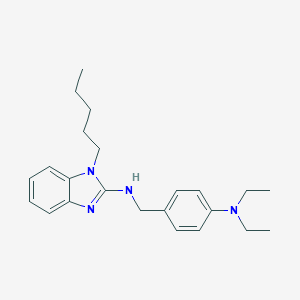 molecular formula C23H32N4 B379315 N-{[4-(DIETHYLAMINO)PHENYL]METHYL}-1-PENTYL-1H-1,3-BENZODIAZOL-2-AMINE 