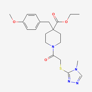 molecular formula C21H28N4O4S B3793320 ethyl 4-(4-methoxybenzyl)-1-{[(4-methyl-4H-1,2,4-triazol-3-yl)thio]acetyl}-4-piperidinecarboxylate 