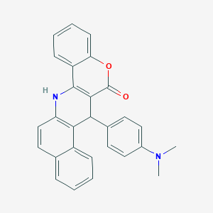 molecular formula C28H22N2O2 B379339 7-[4-(dimethylamino)phenyl]-7,14-dihydro-6H-benzo[f]chromeno[4,3-b]quinolin-6-one 