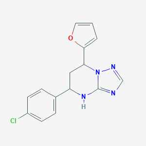 molecular formula C15H13ClN4O B379344 5-(4-Chlorophenyl)-7-(2-furyl)-4,5,6,7-tetrahydro[1,2,4]triazolo[1,5-a]pyrimidine CAS No. 577963-49-6