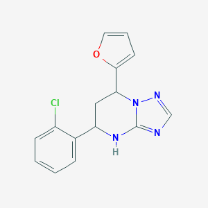molecular formula C15H13ClN4O B379345 5-(2-Chlorophenyl)-7-(2-furyl)-4,5,6,7-tetrahydro[1,2,4]triazolo[1,5-a]pyrimidine CAS No. 720675-01-4