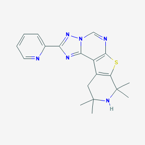 molecular formula C19H20N6S B379355 8,8,10,10-Tetramethyl-2-(2-pyridinyl)-8,9,10,11-tetrahydropyrido[4',3':4,5]thieno[3,2-e][1,2,4]triazolo[1,5-c]pyrimidine CAS No. 577762-31-3