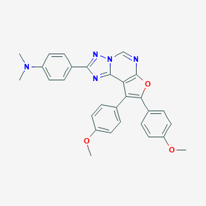 molecular formula C29H25N5O3 B379359 4-[11,12-Bis(4-methoxyphenyl)-10-oxa-3,5,6,8-tetrazatricyclo[7.3.0.02,6]dodeca-1(9),2,4,7,11-pentaen-4-yl]-N,N-dimethylaniline CAS No. 573973-67-8