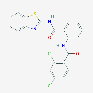molecular formula C21H13Cl2N3O2S B379362 N-[2-(1,3-benzothiazol-2-ylcarbamoyl)phenyl]-2,4-dichlorobenzamide CAS No. 575459-17-5