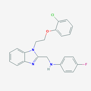 molecular formula C22H19ClFN3O B379386 N-((1-(2-(2-Chlorophenoxy)ethyl)-1H-benzo[d]imidazol-2-yl)methyl)-4-fluoroaniline 