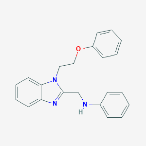 molecular formula C22H21N3O B379393 N-[[1-(2-phenoxyethyl)-2-benzimidazolyl]methyl]aniline CAS No. 667431-67-6