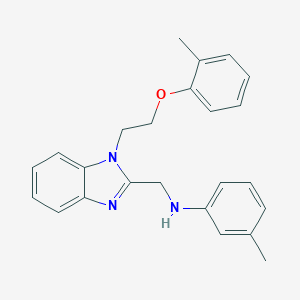 molecular formula C24H25N3O B379407 N-({1-[2-(2-methylphenoxy)ethyl]-1H-benzimidazol-2-yl}methyl)-N-(3-methylphenyl)amine 