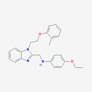 molecular formula C25H27N3O2 B379415 N-(4-ethoxyphenyl)-N-({1-[2-(2-methylphenoxy)ethyl]-1H-benzimidazol-2-yl}methyl)amine 