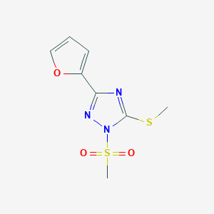 molecular formula C8H9N3O3S2 B379418 3-(2-furyl)-1-(methylsulfonyl)-5-(methylthio)-1H-1,2,4-triazole 