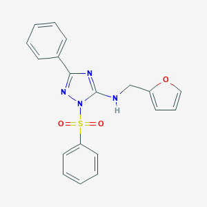 molecular formula C19H16N4O3S B379438 N-(2-furylmethyl)-N-[3-phenyl-1-(phenylsulfonyl)-1H-1,2,4-triazol-5-yl]amine 